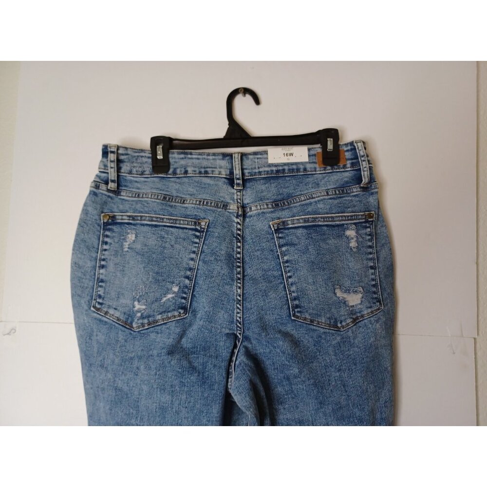 Judy Blue Skinny Fit High Waist Jeans Raw Hem Distressed 16W 34X27 - Picture 9 of 10